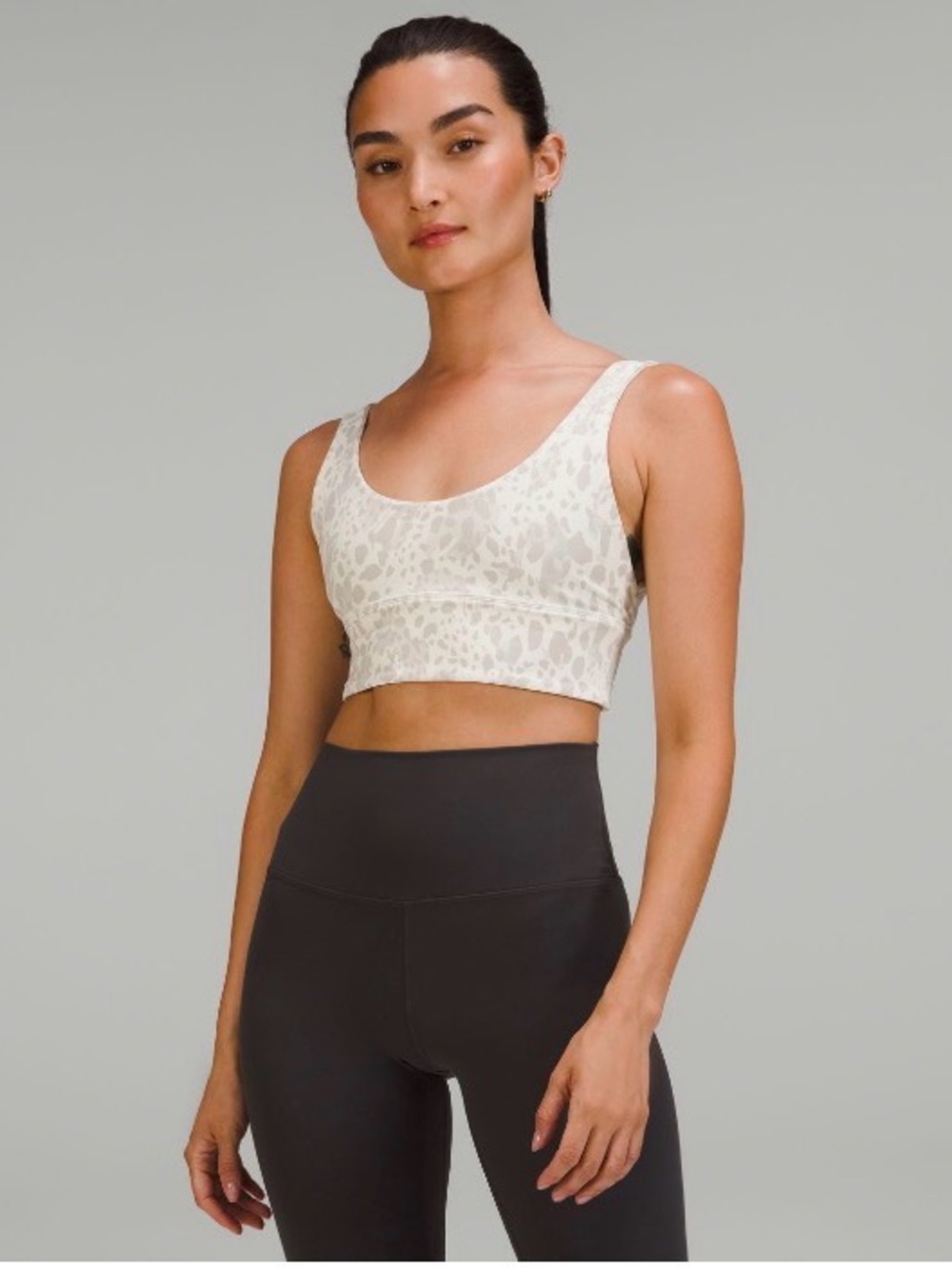 lululemon athletica Cream Leopard-Print Scoop Sports Bra